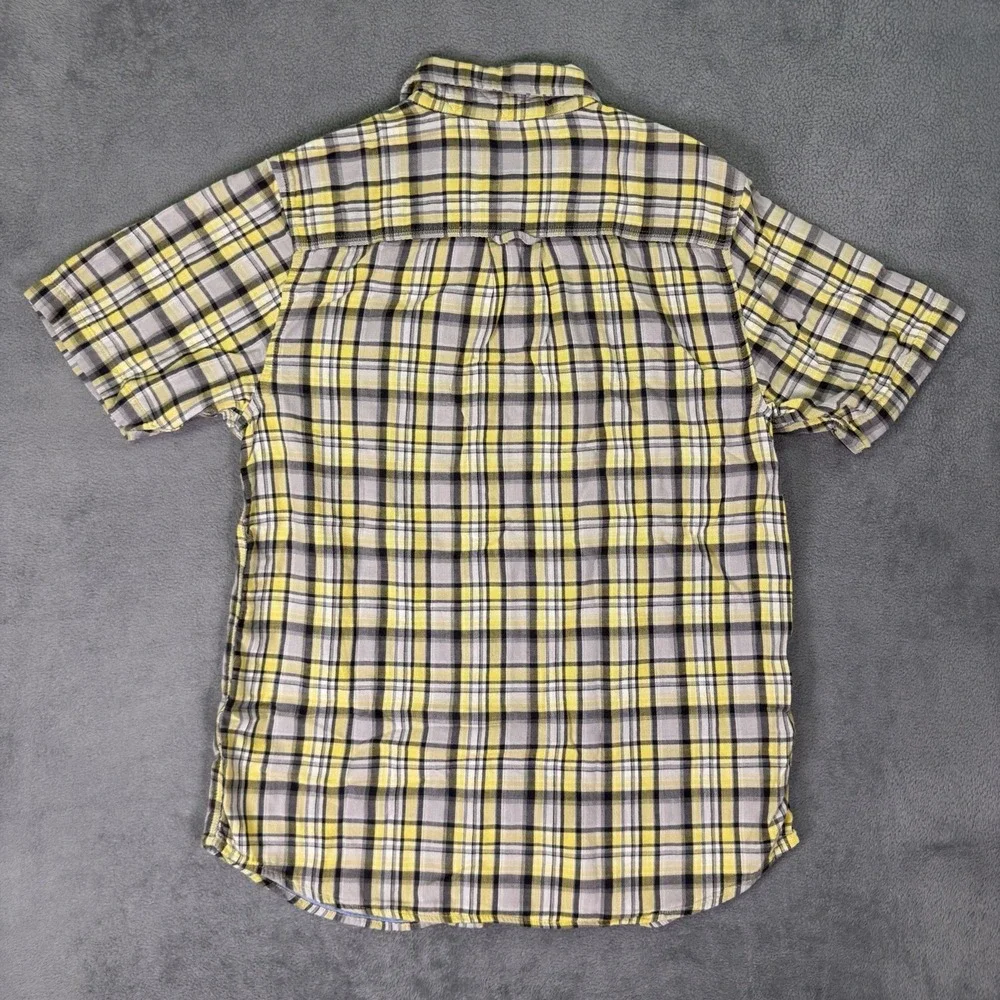The North Face Shirt Mens Medium Blue Yellow Gray Plaid Button Up Pocket Lined